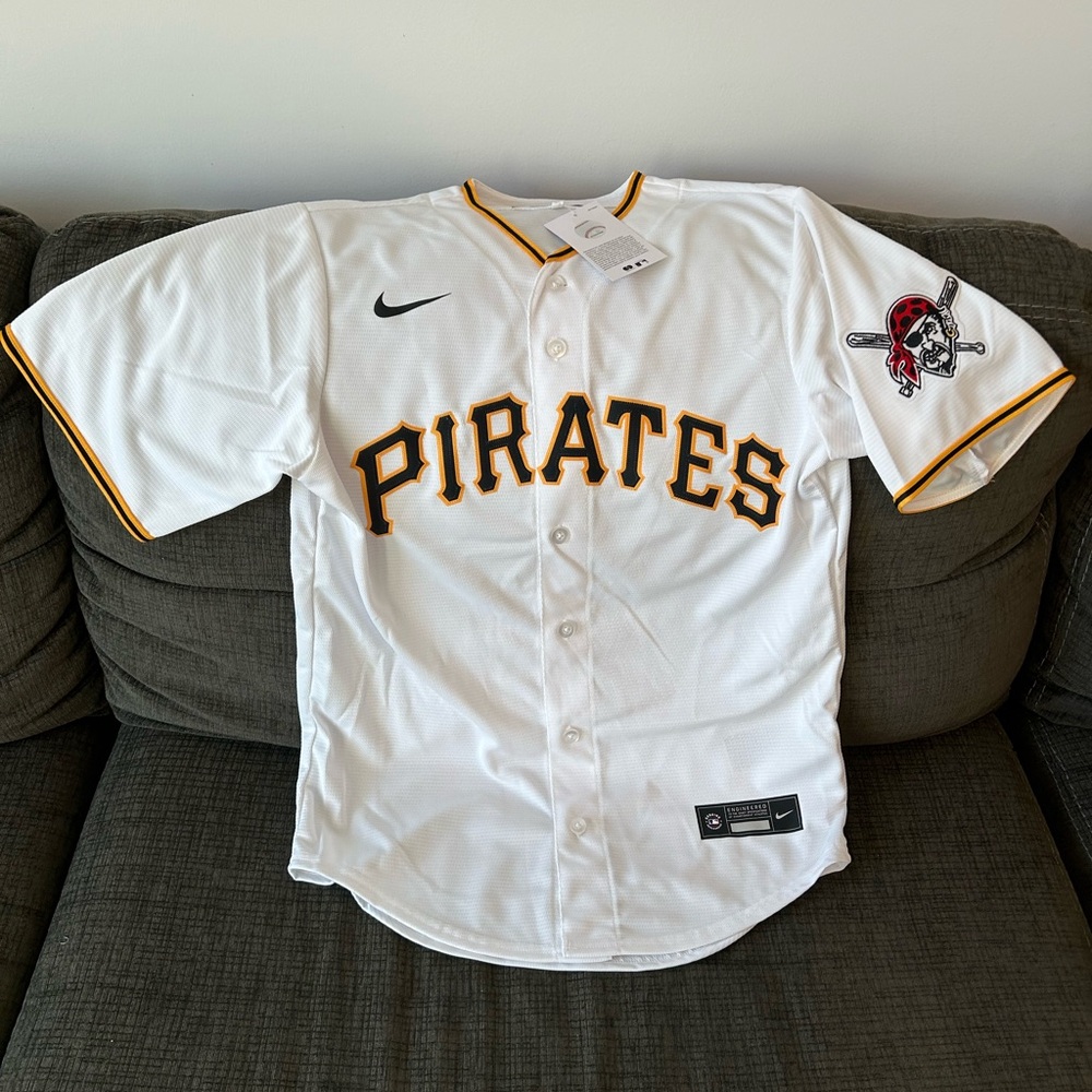 Nike Authentic Pittsburgh Pirates MLB Baseball Jersey With Patch Men’s Sz M - Picture 1 of 5